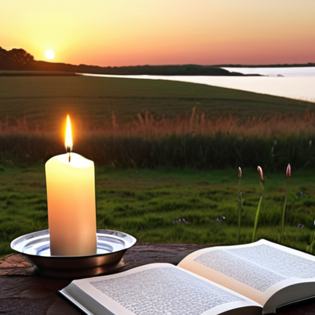 **A serene virtual memorial site:** Depict a digital memorial with a softly glowing virtual candle. Include an online condolence book with heartfelt messages. The overall aesthetic should evoke a sense of peace and remembrance, incorporating a Dutch landscape in the background.